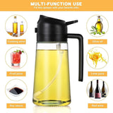 2-in-1 Oil Sprayer & Dispenser Bottle (500ml) – Glass Oil Spray Bottle for Cooking, Air Fryer, BBQ & Salad